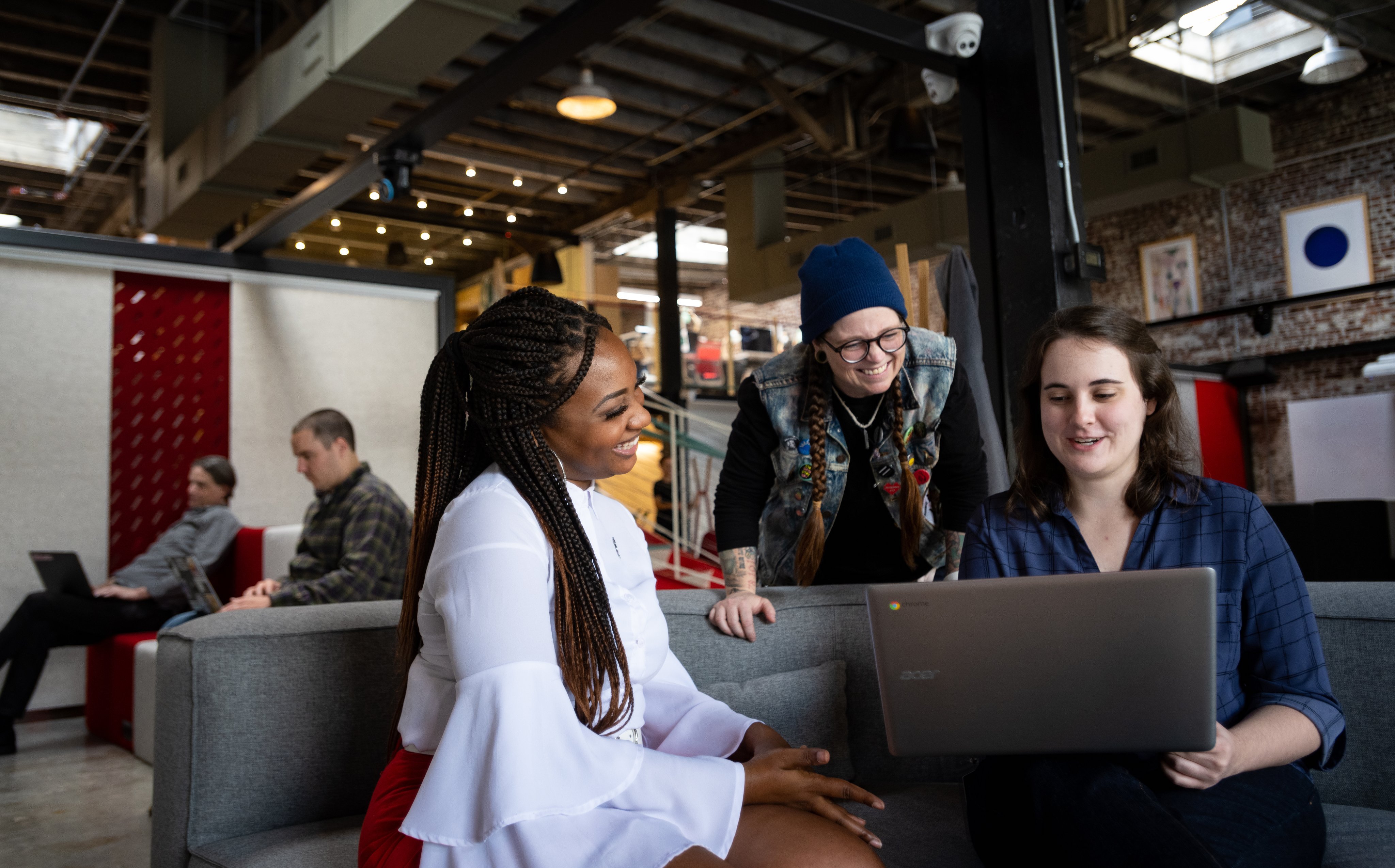 Staci collaborates with team